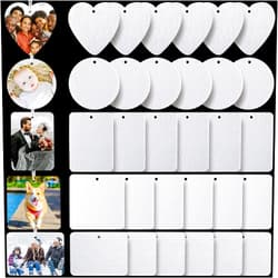 Zonon 120 Pieces Sublimation Air Freshener Blanks DIY Air Freshener Sheets Blank Car Pressed Air Freshener Felt Polyester Laser Cut Blanks for Car Travel Heat Press Ornaments with Elastic Cord, 5 Styles