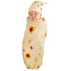 Meikobuly Highpot Burrito Baby Blanket Hat Set, Novelty Flour Tortilla Newborn Receiving Sleeping Blanket Swaddle Wrap Hat for Girls Boys (A)