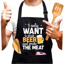 GOSJINNK Funny Aprons for Women Men, Adjustable Black Grilling Cooking Baking Apron with Pockets, Christmas Birthday Gifts