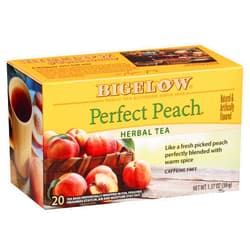 Bigelow Tea Perfect Peach Herbal Tea, Caffeine Free Tea with Peach and Herbs, 20 Count Box (Pack of 6), 120 Total Tea Bags
