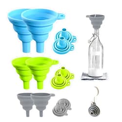 Yilia 6 Pack Silicone Collapsible Funnel Set, 3 Sizes (E Set) - Funnels for Kitchen Use, Daily Cooking and Water, Kitchen Gadgets