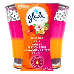 Glade Candle Jar, Air Freshener, 2in1, Vanilla Passion Fruit + Hawaiian Breeze, 3.4 Oz