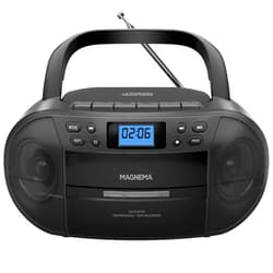 MAGNEMA Portable CD Cassette Boombox with AM/FM Stereo Radio, Bluetooth and USB, CD-R/RW and MP3 CD Compatible, AUX Port, Headphone Jack, LCD Display, CD Tape Player Combo with Clear Sound - Black