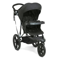 Delta Children Apollo Jogging Stroller - Shock Absorbing Frame with Large Canopy & Recline - Car Seat Compatible, Black