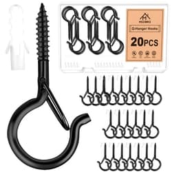 Msiori 20 PCS Q-Hanger, Screw Hooks for Outdoor String Lights - Outdoor Hooks with Safety Buckle, Easy Release - Screw Hooks for Hanging Patio Lights, Christmas Lights & Plants