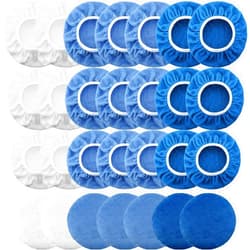 Tallew 40 Pcs 9 to 10 Inches Buffer Bonnets Waxers Buffer Pads Set Microfiber Car Polisher Pad Wax Applicator Pad Cover Kit for Waxing, Cleaning and Polishing, 3 Colors