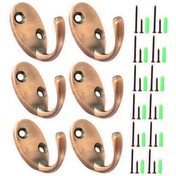 XCHTX Coat Hooks Hardware, Dual Zinc Alloy Hooks Wall Mounted Screws for Hanging Lightweight & Heavy Items Indoor&Outdoor Used,Reddish