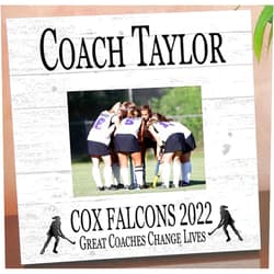 Broad Bay Field Hockey Coach Gift Plaque with Photo - UPLOAD Team Picture - Frame Alternative Personalized Appreciation Award For End Of Season Coaches Present 10in x 10in (Field Hockey)