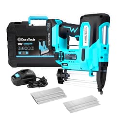 DURATECH 20V Cordless Brad Nailer, 18 Gauge, 2-in-1 Nail/Staple Gun for Upholstery, Carpentry, Including 2.0Ah Rechargeable Battery, 1H Quick Charger, 1000 Staples, 1000 Nails and Carrying Case