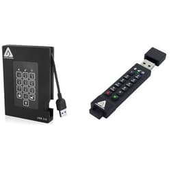Apricorn 1TB Aegis Padlock Fortress USB 3.0 Encrypted Hard Drive with PIN Access (A25-3PL256-1000F) and 128GB Aegis Secure Key 3Z USB 3.1 Encrypted Flash Drive with PIN Access (ASK3Z-128GB)