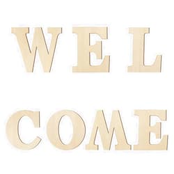 Worown 8 Inch Wooden Letter Welcome Wood Letters, Unfinished Wooden Letters “Welcome“ for Wall Decoration