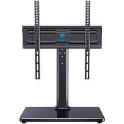 PERLESMITH Universal Swivel TV Stand for 24-60 inch TVs up to 99 lbs, 8 Height Adjustable Table Top TV Stand, TV Base Stand with Tempered Glass Base, Max VESA 400x400mm, PSTVS33