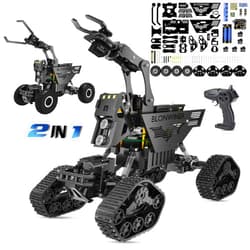BLONWINER Robot Car Kit, 2 in 1 Smart Robotics Arm Building Toy for Raspberry Pi Python Coding, STEM Programming Tank Kits with Camera (Without RPi Board)