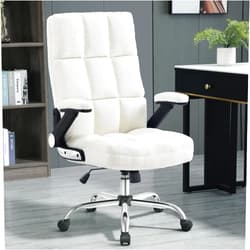 YAMASORO High Back White Teddy Velvet Office Chair Home Executive Desk Chairs with Wheels and Arms,Swivel Rocking Comfortable Ergonomic Computer Chair for Adults