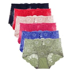 Barbra Lingerie Lace Panties for Women Retro Lace Boyshort Underwear Small to Plus Size Multi Pack