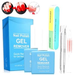 BonneChance Gel Remover for Nails, 2 Pack Nail Polish Remover with Cuticle Oil Pen And Nail Buffer & Cuticle Pusher Manicure Tools, 3-5 Minutes Professional Quick Remove Polish, No Soaking or Wrapping