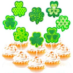 Gistome 32 Pcs Shamrock Cupcake Toppers – St. Patrick’s Day Cake Decorations with Green Clover and Lucky Leaf Designs – Cupcake Picks for Irish Festival, Party, or School Celebration