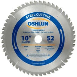Oshlun SBF-100052 10-Inch 52 Tooth TCG Saw Blade with 1-Inch Arbor (5/8-Inch Bushing) for Mild Steel and Ferrous Metals