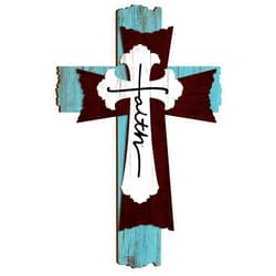 Yookeer Christian Wall Cross Decorative Wooden Wall Cross Hanging Rustic Multi Layered Weathered Wood Look Spiritual Art Sculpture Farmhouse Spiritual Art for Home Religious Indoor Outdoor(Simple Style)