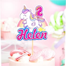 DOLPHIN CUSTOM Personalized unicorn Cake Topper, Unicorn Cake Topper for Birthday Party Decorations, Glitter colors, Custom Name & Age Cake Topper, Birthday, Bride, Marry, Wedding, Graduate,Baby shower