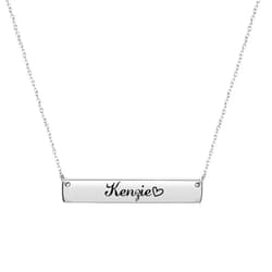 Aoloshow Custom Engraved Name Bar Necklace Personalized Silver Stainless Steel Horizontal Bar Necklaces Jewelry for Women Men Adjustable Chain