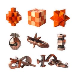 LYiUP 8pcs Puzzles Toys Wooden and Metal Brain Teaser Puzzles Game for Adults Kids Unlock Interlocking Puzzle IQ Education Puzzle Gift
