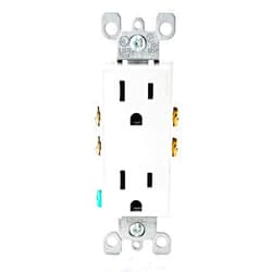 Leviton 5325-W 15 Amp, 125 Volt, Decora Duplex Receptacle, Residential Grade, Grounding, White