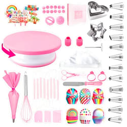 Adocfan Cake Decorating Supplies Kit Tools 255pcs, Cake Decorating Set with Cake Turntable, 12 Numbered Icing Piping Tips, Cookie Cutters, Icing Smoother & Other Accessories for Cake Decoration (255 PCS)