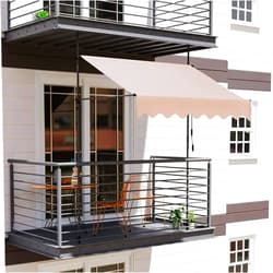 MAKIPERFE Portable Patio Awning, Manual Retractable Awning, Waterproof Outdoor Sun Shade Shelter, Folding Outdoor Canopy Pergola for Window or Door,Beige,2m/6.5ft