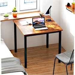 DlandHome Small Computer Desk for Home Office Activity Table Writing Table for Small Spaces Study Table Student Laptop Desk,31.5x31.5Inch,Retro