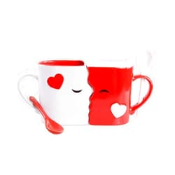 Blu Devil Kissing Mugs Set, Anniversary & Wedding Gifts, Exquisitely Crafted Two Large Cups & Spoons for Couples, For Him and Her on Valentines, Birthday, Engagement by Blu Devil