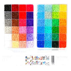 ARTKAL Mini Fusion Beads Kit 48 Colors 24000 Fuse Beads 2.6mm Melting Beads Kit with 4 Pegboards 2 Tweezers 48 Patterns 2 Large Ironing Paper, for Birthday Christmas Holiday Gift