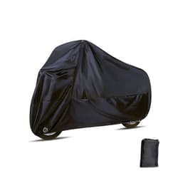 Jokormo 1 PC Motorcycle Cover with Lock-Holes, Waterproof Outdoor Motorbike Full Cover Accessories with Storage Bag, Universal Foldable Durable Motorcycle Protective Cover Replacement (Black)