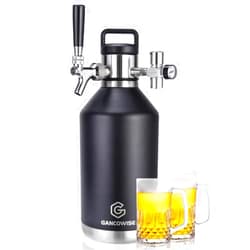 Gancowise 128oz Double-Walled Mini Keg Growler, Stainless Steel Vacuum Insulated Home Dispenser System with Detachable Faucet & Regulator Keeps Homebrew, Craft, and Draft Beer Carbonated and Fresh
