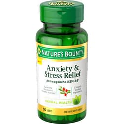 Nature's Bounty Anxiety & Stress Relief Ashwagandha Ksm-66 Tablets, 50 Count