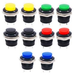 Twidec/10Pcs SPST AC250V/3A AC125V/6A Mini Off(ON) NO Momentary Push Button Switch 5 Colour R13-507-5C