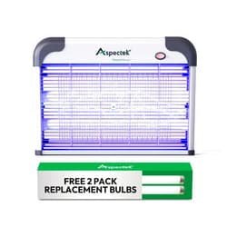 Aspectek 20W Electric Bug Zapper for Indoor use. Effective Against Mosquitoes and Flies. 2 Extra Replacement Bulbs Included. Lightweight Design, 2800V Powerful Grid, Easy Cleaning, Washable Tray.
