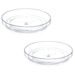 LANDNEOO 2 Pack, 9 Inch Clear Non-Skid Lazy Susan Organizers - Turntable Rack for Kitchen Cabinet, Pantry Organization and Storage, Fridge, Bathroom Closet, Vanity Countertop Makeup Organizing, Spice Rack