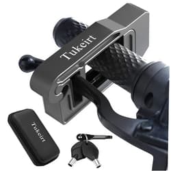Tukeirt Motorcycle Lock - Adjustable Anti Theft for Motorcycles Mopeds Motorbikes Scooters ATVs Dirt Bike Street Bike Braking The Front Wheel Use on Grip Brake Handlebar(Black)