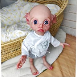 Zero Pam Realistic Reborn Baby Doll Lifelike Alien Doll Full Body Silicone Vinyl Real Life Fairy Elf Doll Fantasy Fariy Tale Doll 17 Inch Intelligent Beings Toys Can Take Bath