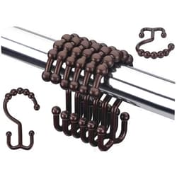 Resze 12 PCS Black Plastic Double Shower Curtain Hooks, Multi-Functional Rings for Bathroom Shower Curtain,Shower Curtain Liner and Kitchen Supplies, etc.