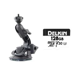 Delkin Devices Fat Gecko Mini Suction Camera Mount + Hyperspeed 128GB Micro SD Card with Adapter, Up to 100MB/s Read