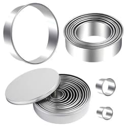 Winerming Round Cookie Cutters Set 12 Pieces Bistcuit Cookie Cutters Circle Pastry Cutters Round Donut Ring Molds for Baking for Pastries Doughs Doughnuts