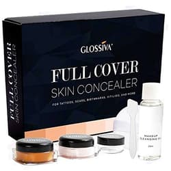 Glossiva Tattoo Concealer - Skin Concealer - Waterproof - For Dark Spots, Scars, Vitiligo, And More - Tattoo Cover-Up Makeup - Use on Body, For Legs, for Men and Women