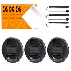 K&F Concept 55mm Lens Cap, 9-in-1 Center Pinch Lens Cover + Anti-Loss Keeper Leash + Microfiber Cleaning Cloth Kits Compatible with Nikon, Canon, Sony, Fujifilm Camera Lenses