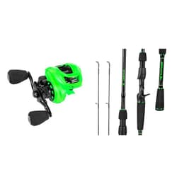 KastKing Zephyr Baitcasting Fishing Reel, Right Handed, Green & KastKing Zephyr Dual Tip Fishing Rod 7'4