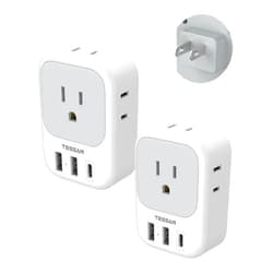 TESSAN US to Japan Plug Adapter 2 Pack, TESSAN 2 Prong to 3 Prong Outlet Adapter with 4 Outlets 3 USB (1 USB-C), Outlet Adaptor US Travel to Japan China Mexico Philippines Canada Peru Thailand Vietnam
