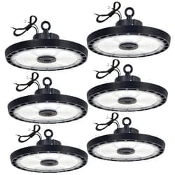 CORTELCO LED High Bay Light, Watt Adjustable 150W/200W/240W, Color Tunable 4000K/5000K, UFO Led Shop Lights, Up to 38400Lumens, 0-10V Dimmable, 120-277V, ETL&DLC Qualified for Warehouse Garage, 6 Pack