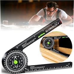 Miotorio Miter Saw Protractor,Aluminum Protractor Angle Finder with Level Gauge High Precision Laser Inside & Outside Miter Angle Finder for Angle Finder Carpenters, Trim work,Plumbers and All Building Trades