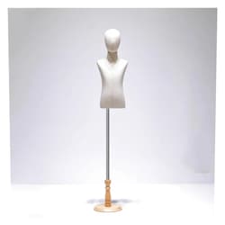 XPLKQXE Child Body Cloth Display Torso Mannequin, Kids Half Body Pinnable Dress Form, Torse Body with Adjustable Solid Wood Stand for Dress Display, Gender-Neutral(Wood Color-B,4 Years Old)
